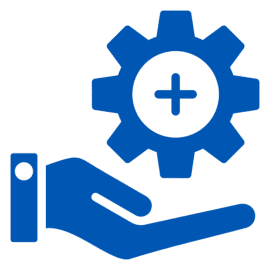 Hand holding gear with plus symbol.